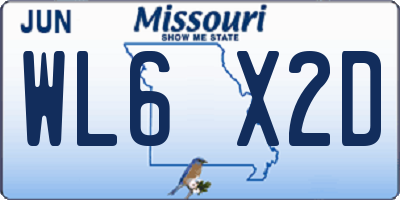 MO license plate WL6X2D