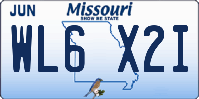 MO license plate WL6X2I
