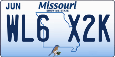 MO license plate WL6X2K