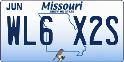 MO license plate WL6X2S