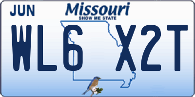 MO license plate WL6X2T