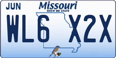 MO license plate WL6X2X