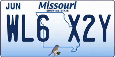 MO license plate WL6X2Y