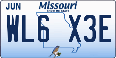 MO license plate WL6X3E
