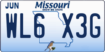 MO license plate WL6X3G