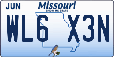 MO license plate WL6X3N