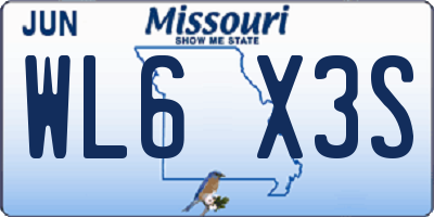 MO license plate WL6X3S