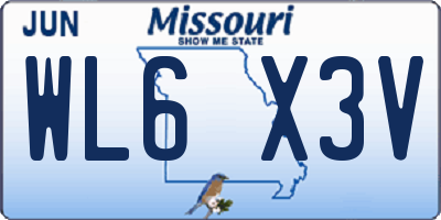 MO license plate WL6X3V