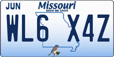 MO license plate WL6X4Z