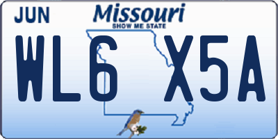 MO license plate WL6X5A