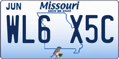 MO license plate WL6X5C