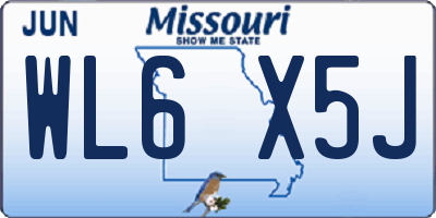 MO license plate WL6X5J