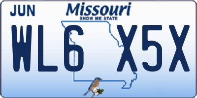 MO license plate WL6X5X