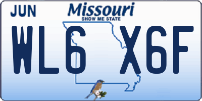 MO license plate WL6X6F