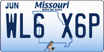 MO license plate WL6X6P