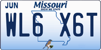 MO license plate WL6X6T