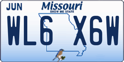 MO license plate WL6X6W