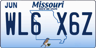 MO license plate WL6X6Z