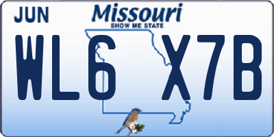 MO license plate WL6X7B
