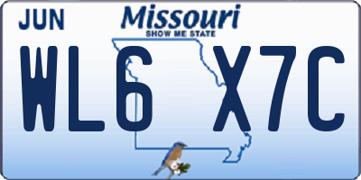 MO license plate WL6X7C