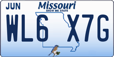 MO license plate WL6X7G