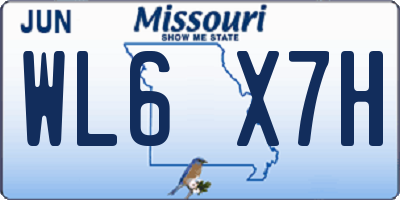 MO license plate WL6X7H
