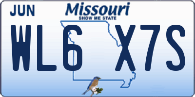 MO license plate WL6X7S