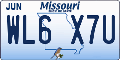 MO license plate WL6X7U