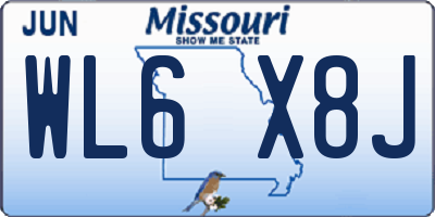 MO license plate WL6X8J