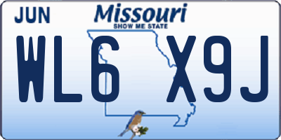 MO license plate WL6X9J
