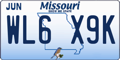 MO license plate WL6X9K