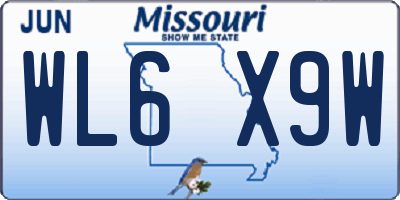 MO license plate WL6X9W