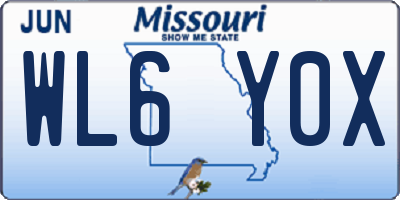 MO license plate WL6Y0X