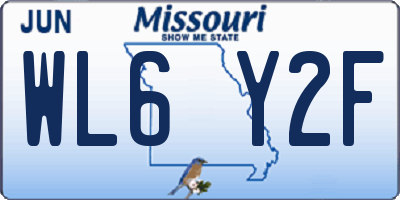 MO license plate WL6Y2F