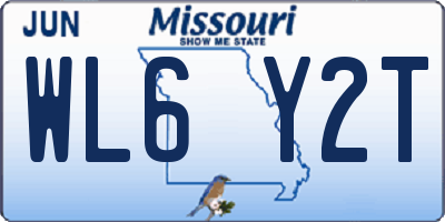 MO license plate WL6Y2T