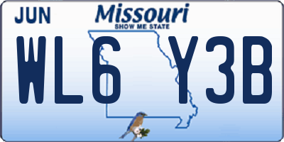 MO license plate WL6Y3B