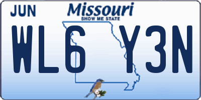 MO license plate WL6Y3N