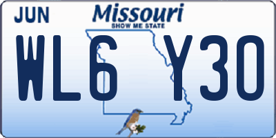 MO license plate WL6Y3O