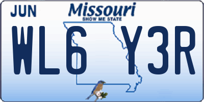 MO license plate WL6Y3R