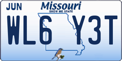 MO license plate WL6Y3T