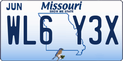 MO license plate WL6Y3X