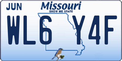 MO license plate WL6Y4F