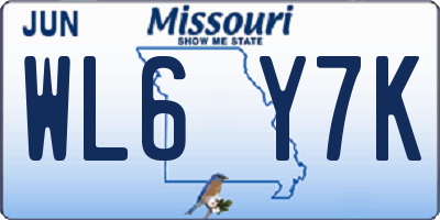 MO license plate WL6Y7K