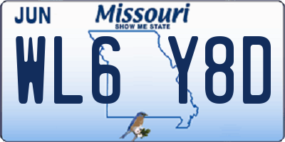 MO license plate WL6Y8D