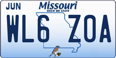 MO license plate WL6Z0A