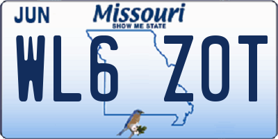 MO license plate WL6Z0T
