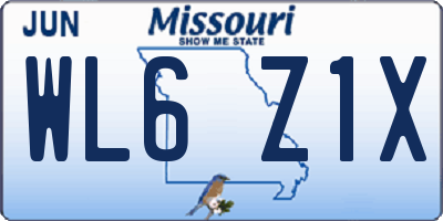 MO license plate WL6Z1X
