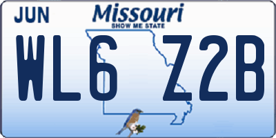 MO license plate WL6Z2B