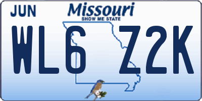 MO license plate WL6Z2K
