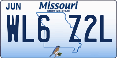 MO license plate WL6Z2L